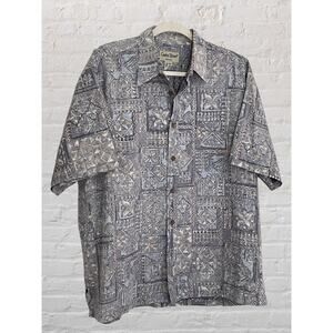 Cooke Street Hawaiian Reverse print Short Sleeve Button‎ Up, XL, 100% Cotton